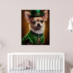 Chihuahua Dog in St. Patrick's Day Dress Poster