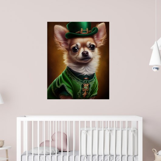 Chihuahua Dog in St. Patrick's Day Dress Poster (Kinderzimmer 2)