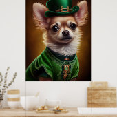 Chihuahua Dog in St. Patrick's Day Dress Poster (Küche)