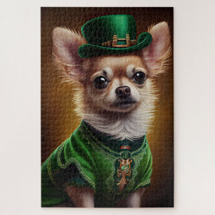 Chihuahua Dog in St. Patrick's Day Dress Puzzle