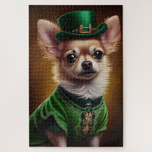 Chihuahua Dog in St. Patrick's Day Dress Puzzle (Vertikal)