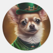 Chihuahua Dog in St. Patrick's Day Dress Runder Aufkleber (Vorderseite)