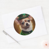 Chihuahua Dog in St. Patrick's Day Dress Runder Aufkleber (Umschlag)