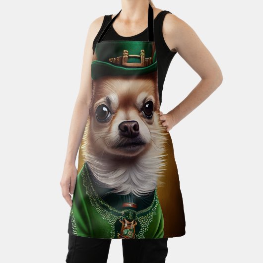 Chihuahua Dog in St. Patrick's Day Dress Schürze (InSitu)