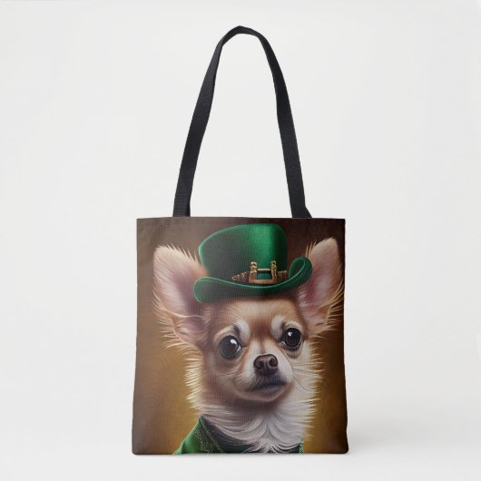 Chihuahua Dog in St. Patrick's Day Dress Tasche (Vorderseite)