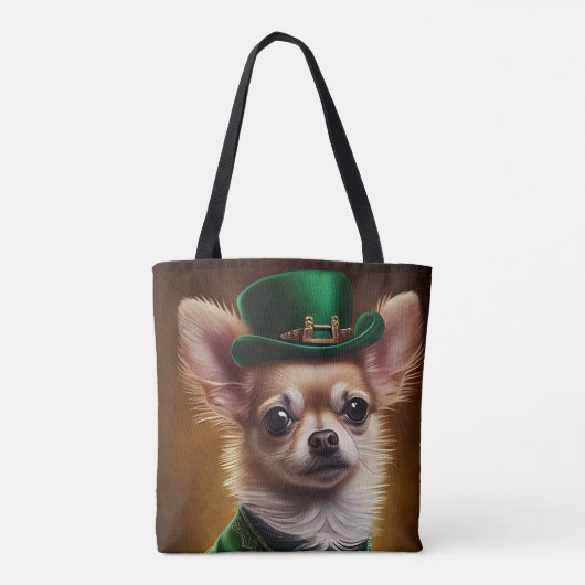Chihuahua Dog in St. Patrick's Day Dress Tasche (Rückseite)