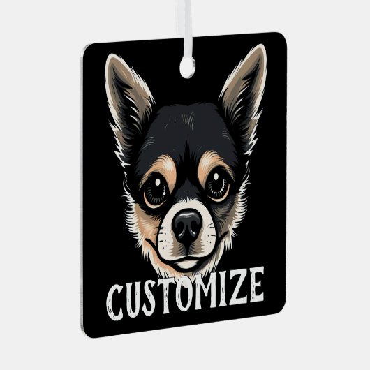 Chihuahua Dog Individuelle Name Weihnachten Ornament Aus Metall (Vorderseite Rechts)