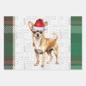 Chihuahua Dog Karierte Weihnachten rot und grün Geschenkpapier Set (Vorderseite)