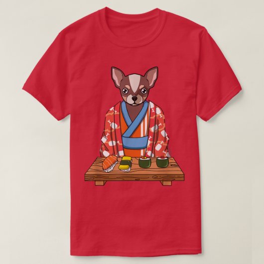 Chihuahua Dog Kimono Kawaii Japanese Foodie Sushi T-Shirt (Design vorne)