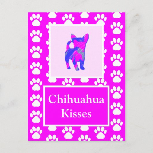 Chihuahua Dog Kisses Silhouette Niedlich P&B Postkarte (Vorderseite)