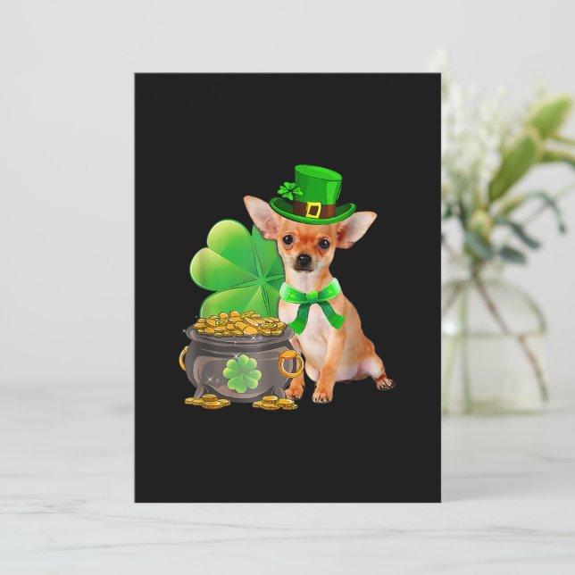 Chihuahua Dog Kleeblatt St Patricks Day Dog irisch (Stehend Vorderseite)