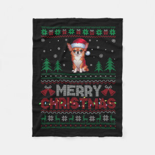 Chihuahua Dog liebt Weihnachtsmannmütze Weihnachts Fleecedecke
