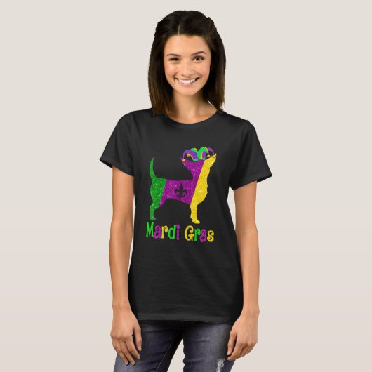 Chihuahua Dog Lover Mardi Gras Carnival Jester T-Shirt (Vorne ganz)