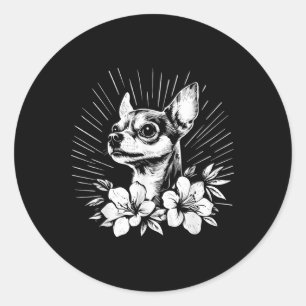 Chihuahua Dog Lover Retro Style Tattoo _1 Runder Aufkleber