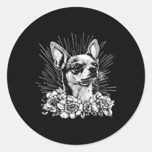 Chihuahua Dog Lover Retro Style Tattoo Runder Aufkleber