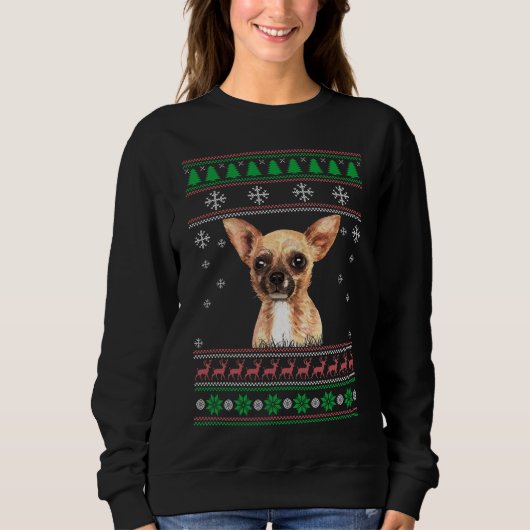Chihuahua Dog Lover Ugly Christmas Sweater Xmas Sweatshirt (Vorderseite)