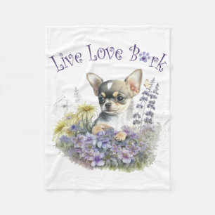 Chihuahua Dog Mama Floral Fleecedecke