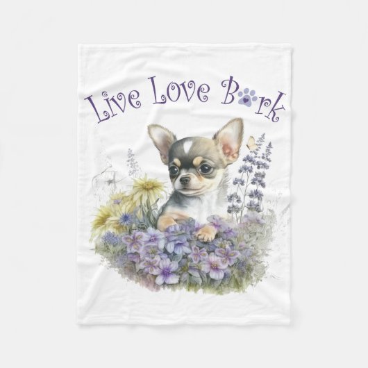 Chihuahua Dog Mama Floral Fleecedecke (Vorderseite)