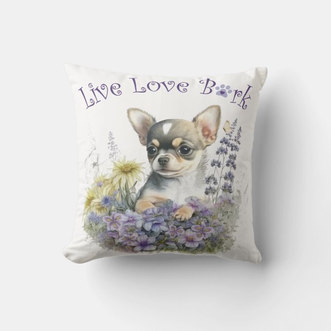 Chihuahua Dog Mama Floral Kissen (Vorderseite)