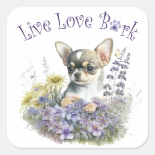 Chihuahua Dog Mama Floral Quadratischer Aufkleber