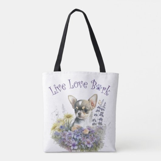 Chihuahua Dog Mama Floral Tasche (Rückseite)