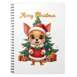 Chihuahua Dog Merry Christmas Notizblock