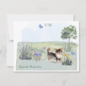 Chihuahua Dog Monogram & Name Mitteilungskarte (Vorderseite)