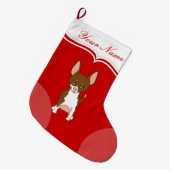 Chihuahua Dog Niedlicher Cartoon Braun Großer Weihnachtsstrumpf (Vorderansicht (hängend))