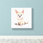Chihuahua Dog | Niedlicher Hundepuppe Wasserfarbe Leinwanddruck (Insitu (Holzboden))