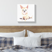 Chihuahua Dog | Niedlicher Hundepuppe Wasserfarbe Leinwanddruck (Insitu (Schlafzimmer))