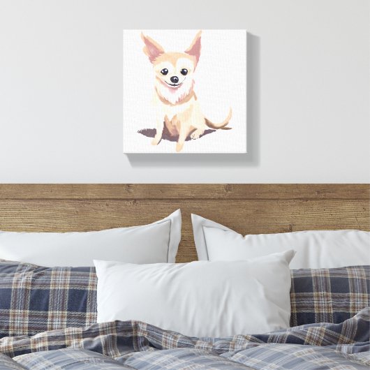 Chihuahua Dog | Niedlicher Hundepuppe Wasserfarbe Leinwanddruck (Insitu (Schlafzimmer))