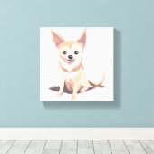 Chihuahua Dog | Niedlicher Hundepuppe Wasserfarbe Leinwanddruck (Insitu (Holzboden))