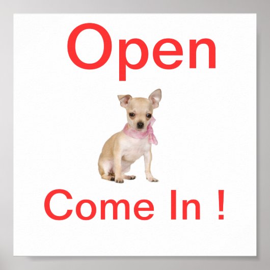 Chihuahua Dog Open Sign Poster (Vorne)