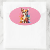 Chihuahua Dog Ovaler Aufkleber (Tasche)