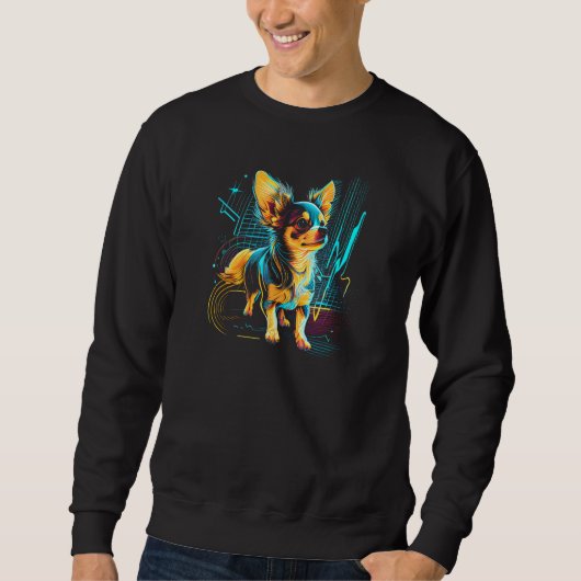 Chihuahua Dog Owner Dogs 80s Retro Wave Style Grap Sweatshirt (Vorderseite)