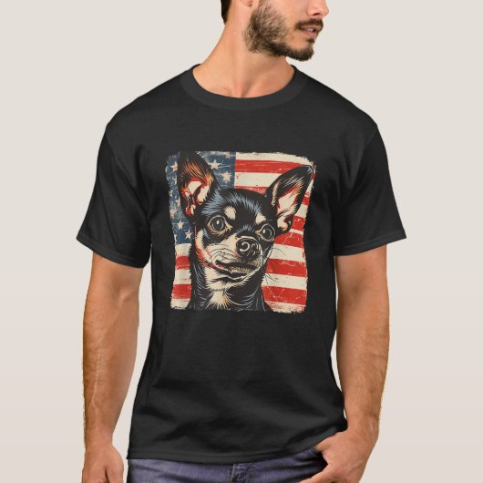 Chihuahua Dog Patriotic 4th of July Women Men Kids T-Shirt (Vorderseite)