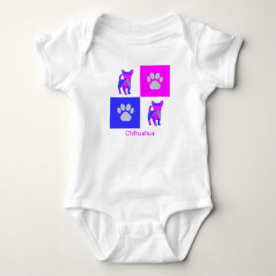 Chihuahua Dog & Paw Pink und Blue Baby Bodysuit Strampler