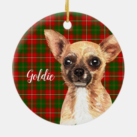 Chihuahua Dog Personalisiert Keramik Ornament (Hinten)