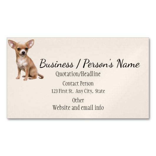 Chihuahua Dog Pet Animal Logo Tierspezifikation Magnetische Visitenkarte (Vorderseite)