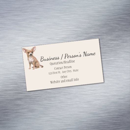 Chihuahua Dog Pet Animal Logo Tierspezifikation Magnetische Visitenkarte (Beispiel)
