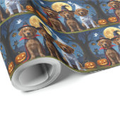 Chihuahua Dog Pumpkin Halloween Funny Geschenkpapier (Rolleneckpunkt)