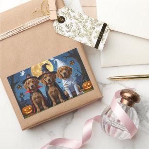 Chihuahua Dog Pumpkin Halloween Funny Rechteckiger Aufkleber