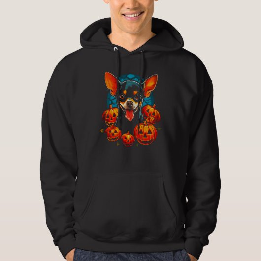 Chihuahua Dog Pumpkin Halloween Hoodie (Vorderseite)