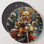 Chihuahua Dog Riding Motorrad Weihnachten Button (Vorne & Hinten)