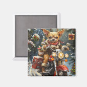 Chihuahua Dog Riding Motorrad Weihnachten Magnet (Vorderseite/Rückseite)