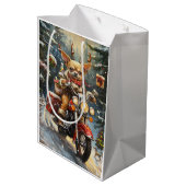 Chihuahua Dog Riding Motorrad Weihnachten Mittlere Geschenktüte (Rückseite Schrägansicht)