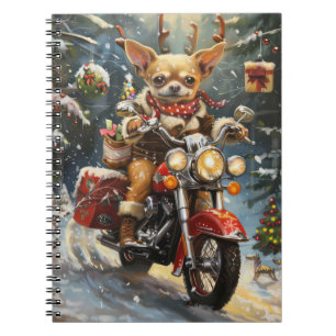 Chihuahua Dog Riding Motorrad Weihnachten Notizblock