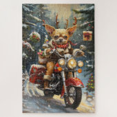 Chihuahua Dog Riding Motorrad Weihnachten Puzzle (Vertikal)