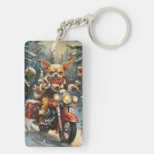 Chihuahua Dog Riding Motorrad Weihnachten Schlüsselanhänger (Rückseite)