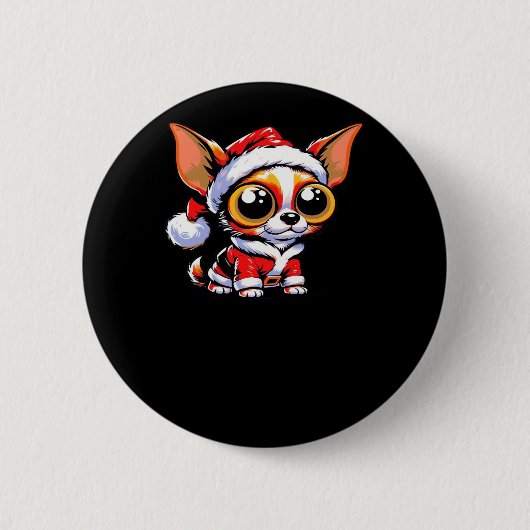 Chihuahua Dog Santa Classic T - Shirt Button (Vorderseite)